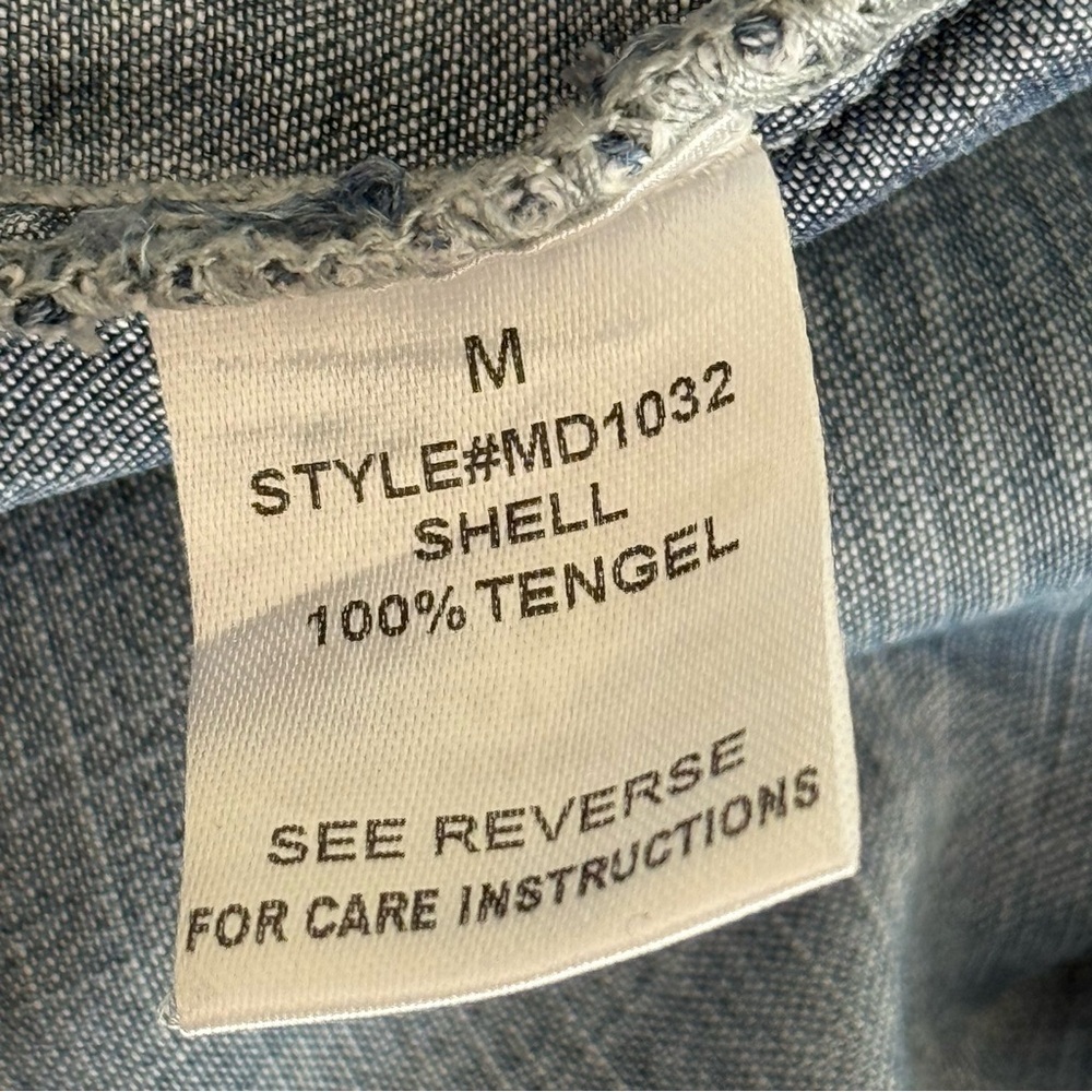 Oli & Hali Bubble Sleeve Tencel 
Chambray Denim Mini Shirt Dress - Picture 10 of 11